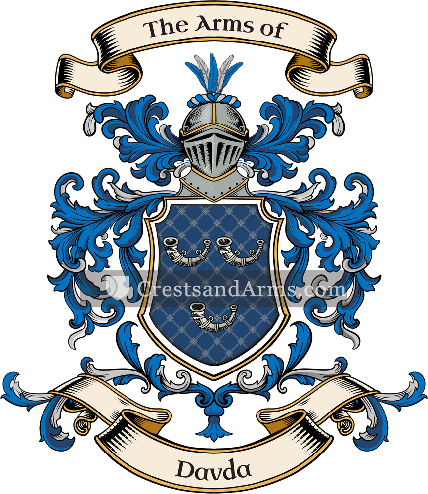 The Davda coat of arms, drawn from the recorded blazon