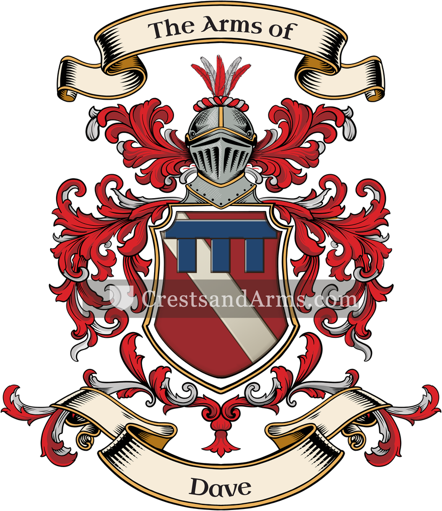 The Dave coat of arms, drawn from the recorded blazon