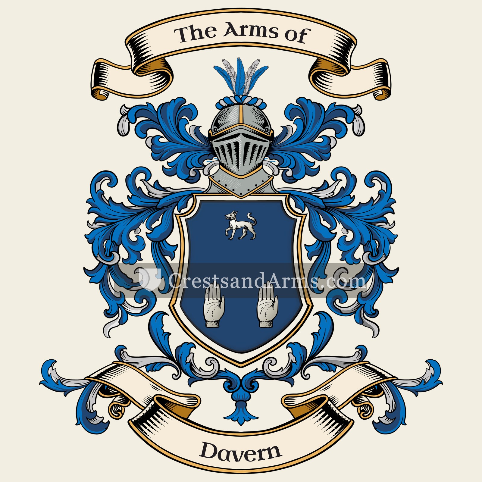 The Davern coat of arms, drawn from the recorded blazon