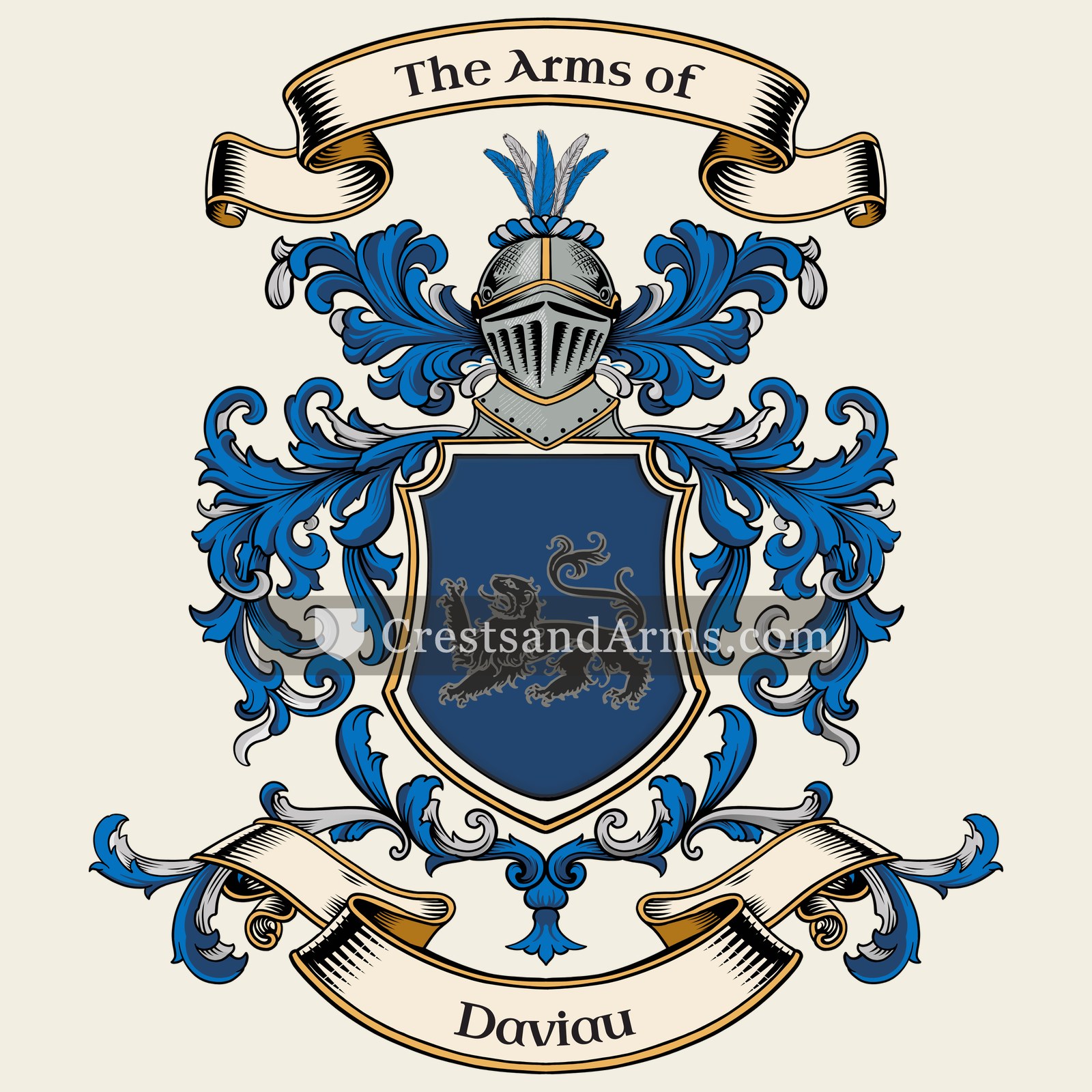 The Daviau coat of arms, drawn from the recorded blazon