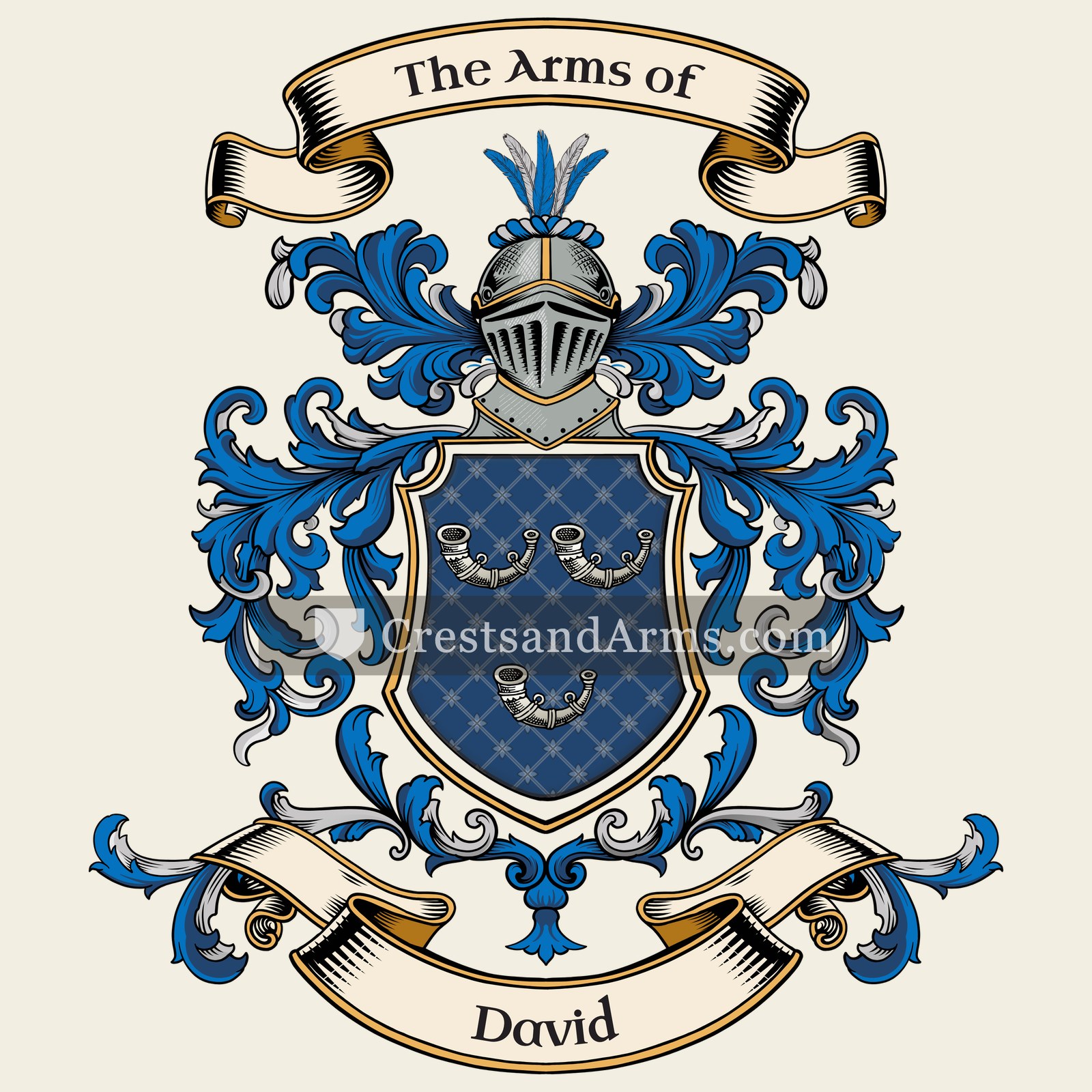 The David coat of arms, drawn from the recorded blazon