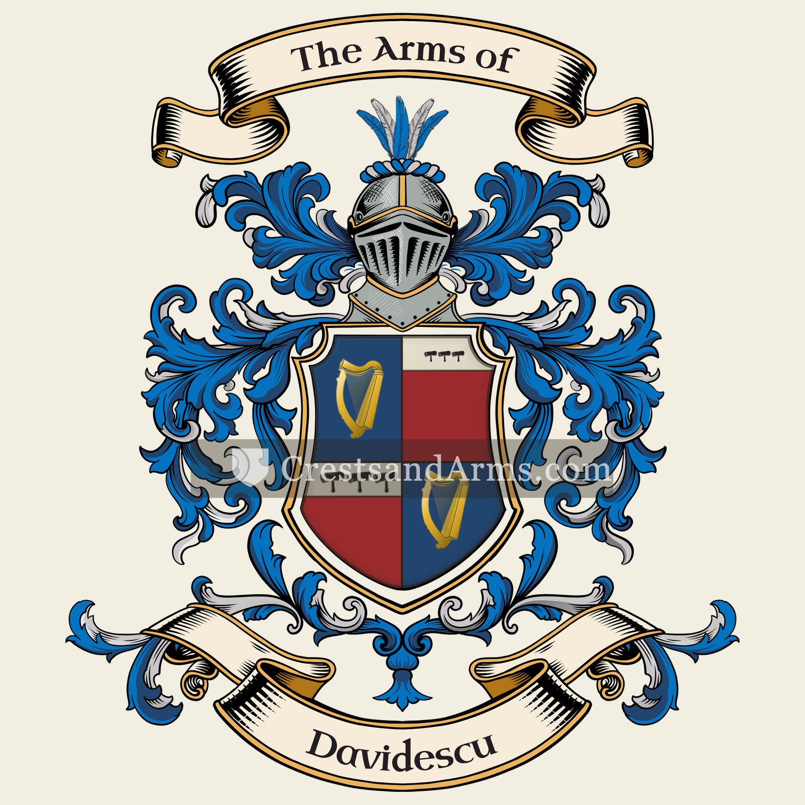 The Davidescu coat of arms, drawn from the recorded blazon