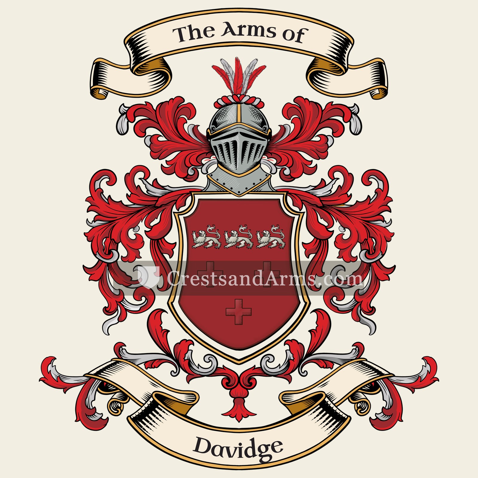 The Davidge coat of arms, drawn from the recorded blazon