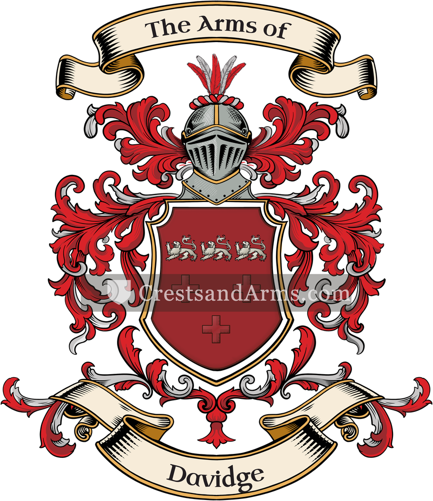 The Davidge coat of arms, drawn from the recorded blazon