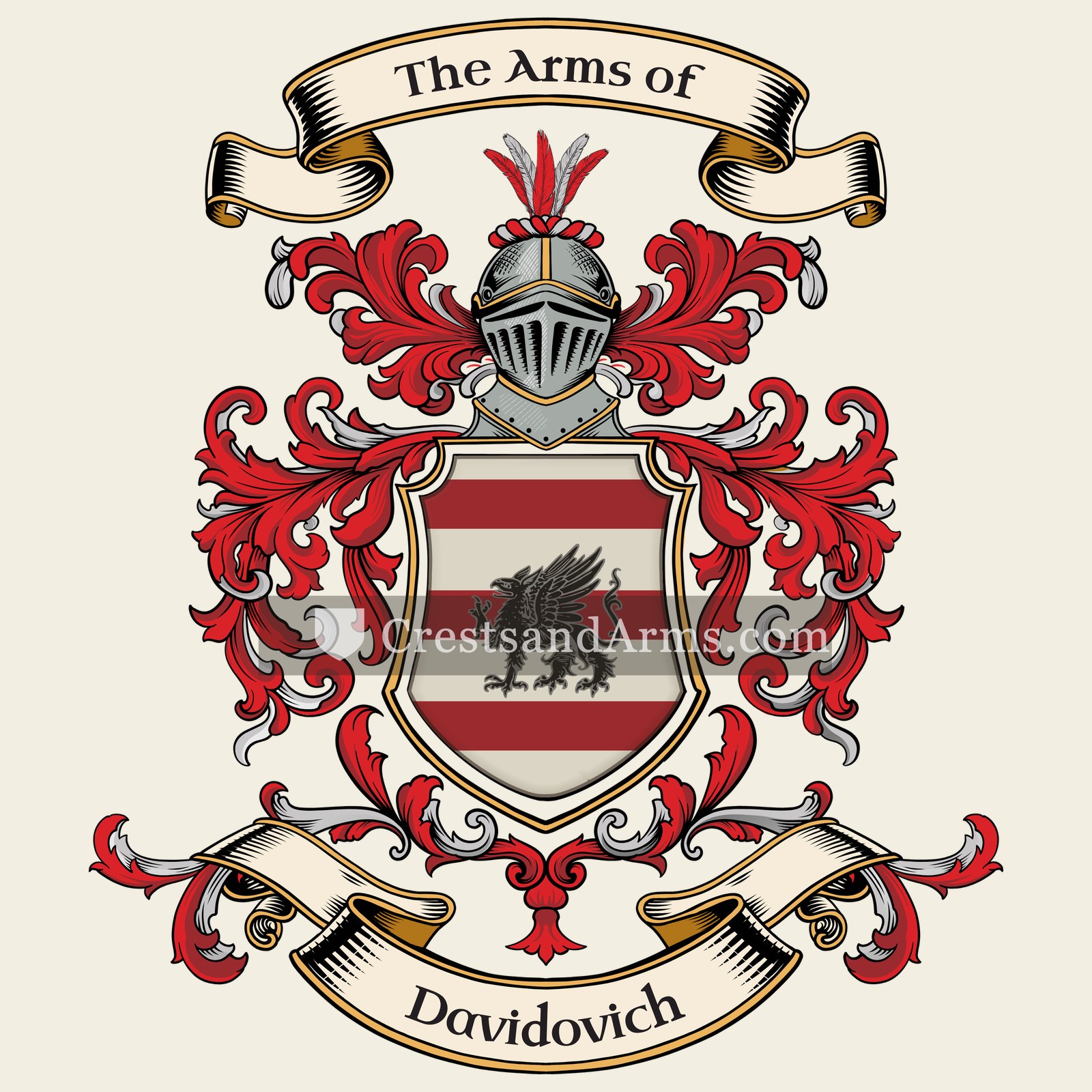 The Davidovich coat of arms, drawn from the recorded blazon