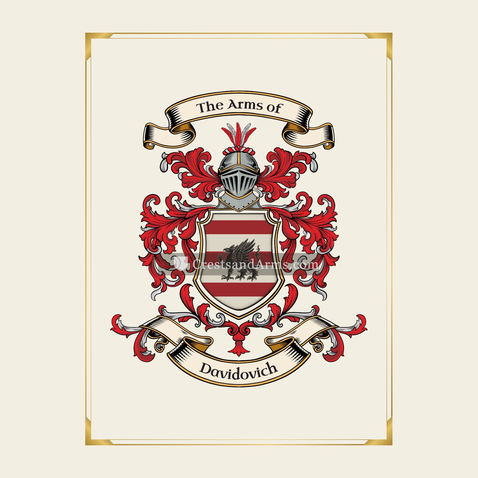 With gold border