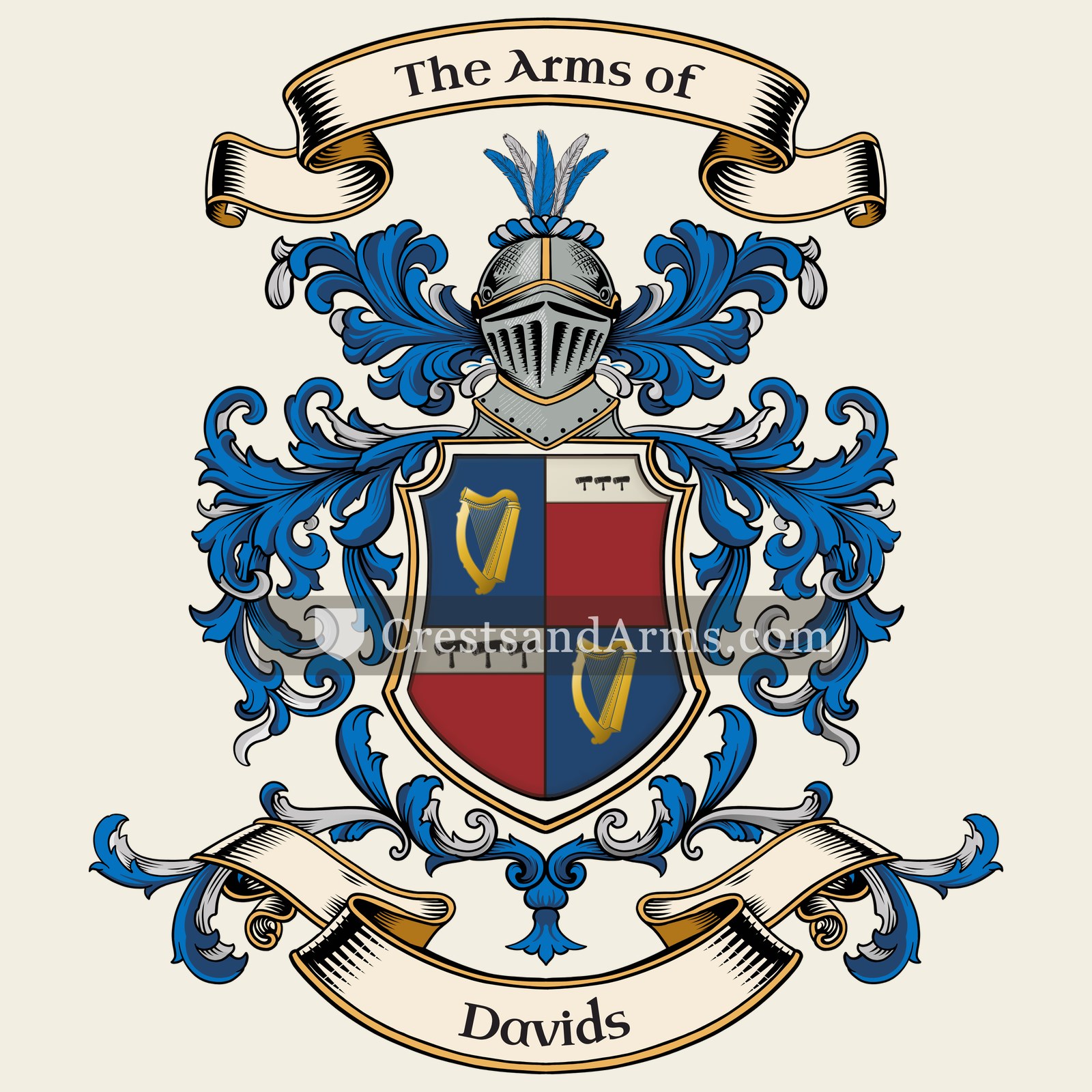 The Davids coat of arms, drawn from the recorded blazon