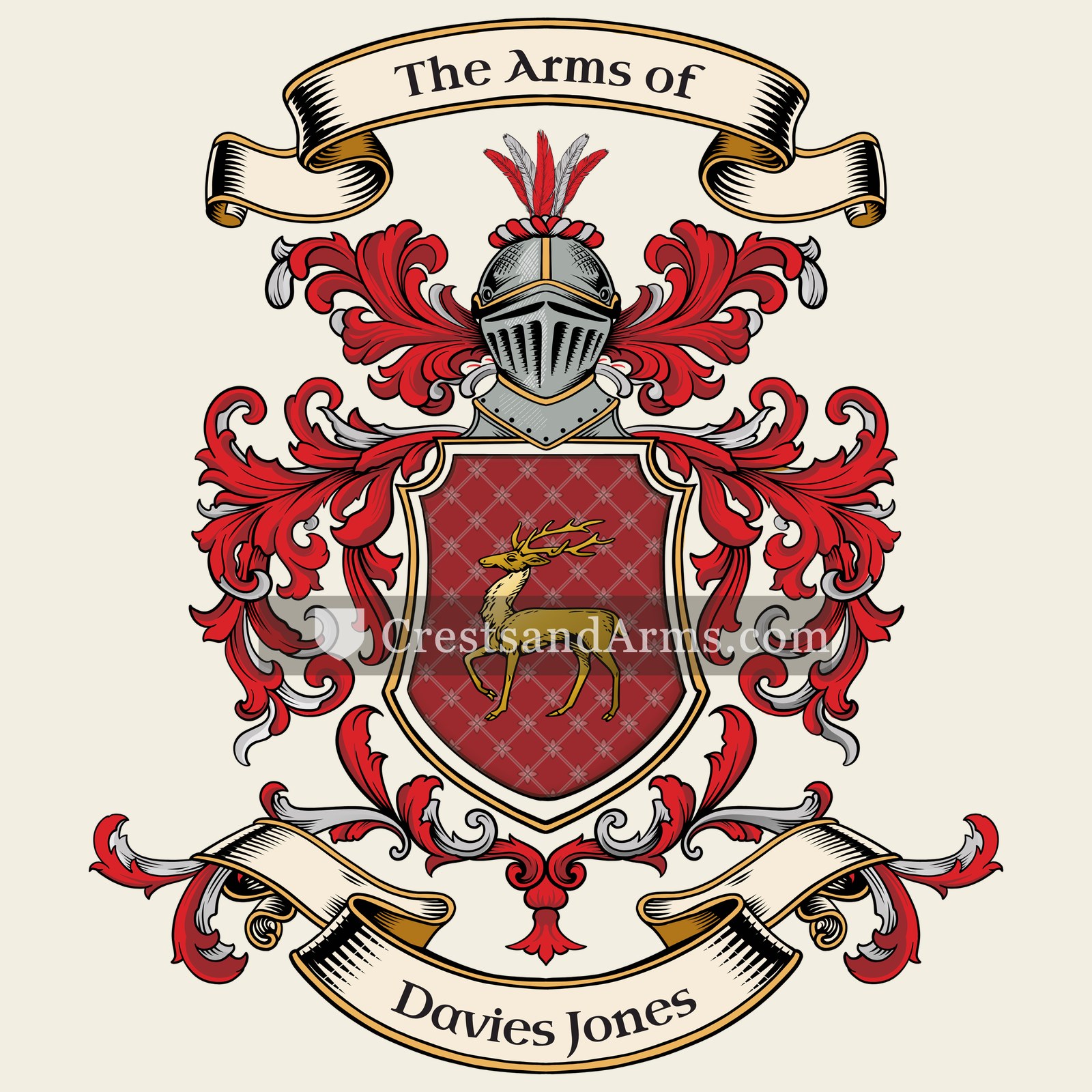 The Davies Jones coat of arms, drawn from the recorded blazon