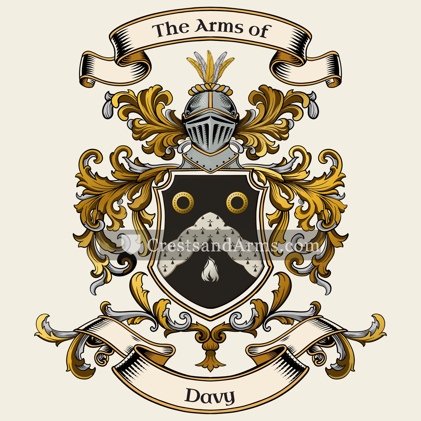 The Davy coat of arms, drawn from the recorded blazon