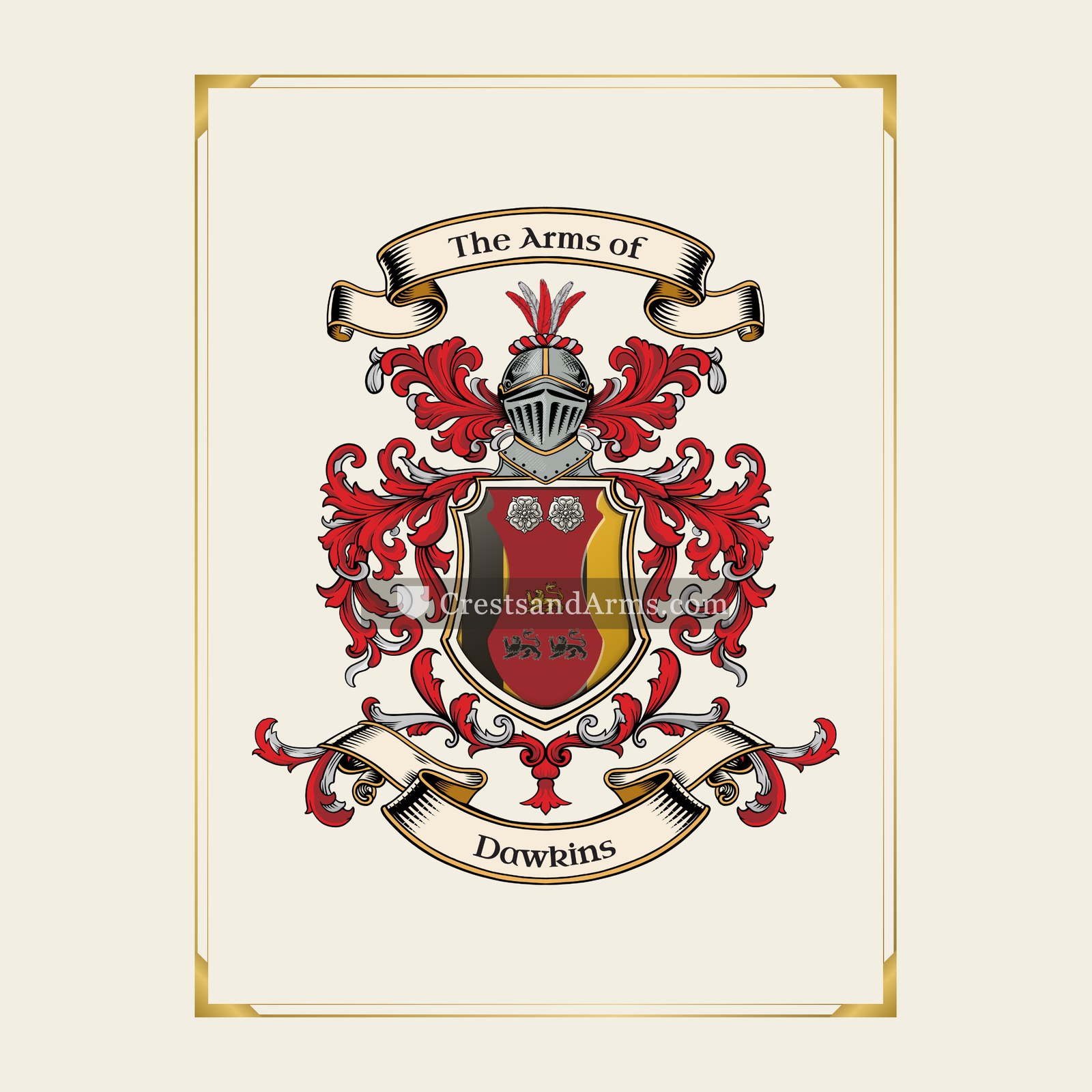With gold border