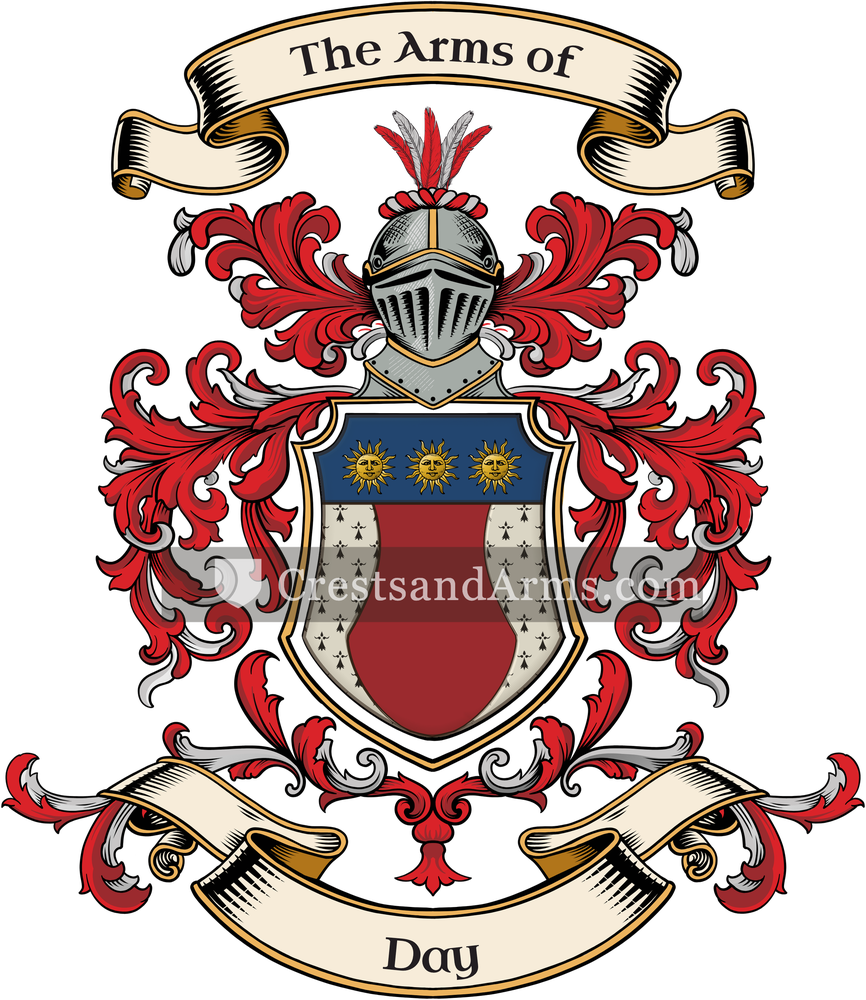 The Day coat of arms, drawn from the recorded blazon