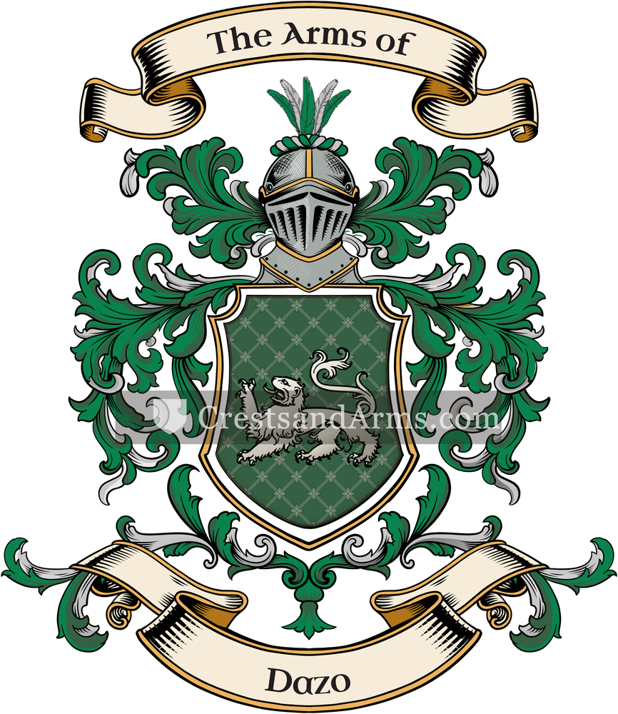 The Dazo coat of arms, drawn from the recorded blazon