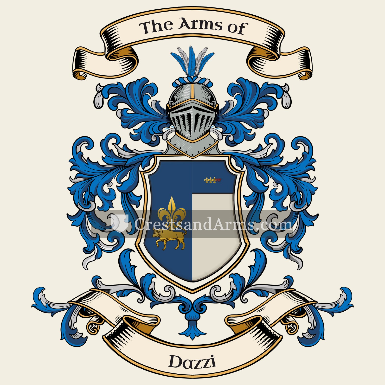 The Dazzi coat of arms, drawn from the recorded blazon