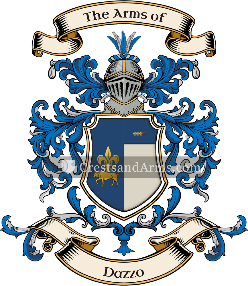 The Dazzo coat of arms, drawn from the recorded blazon