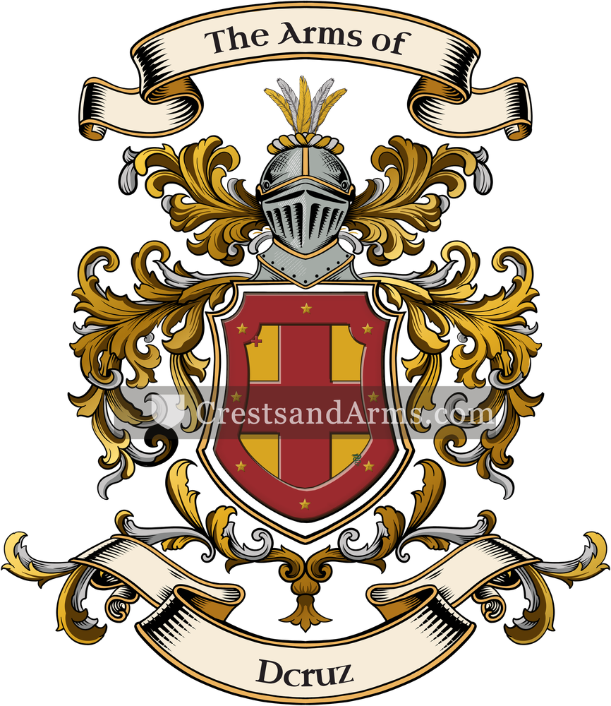 The Dcruz coat of arms, drawn from the recorded blazon