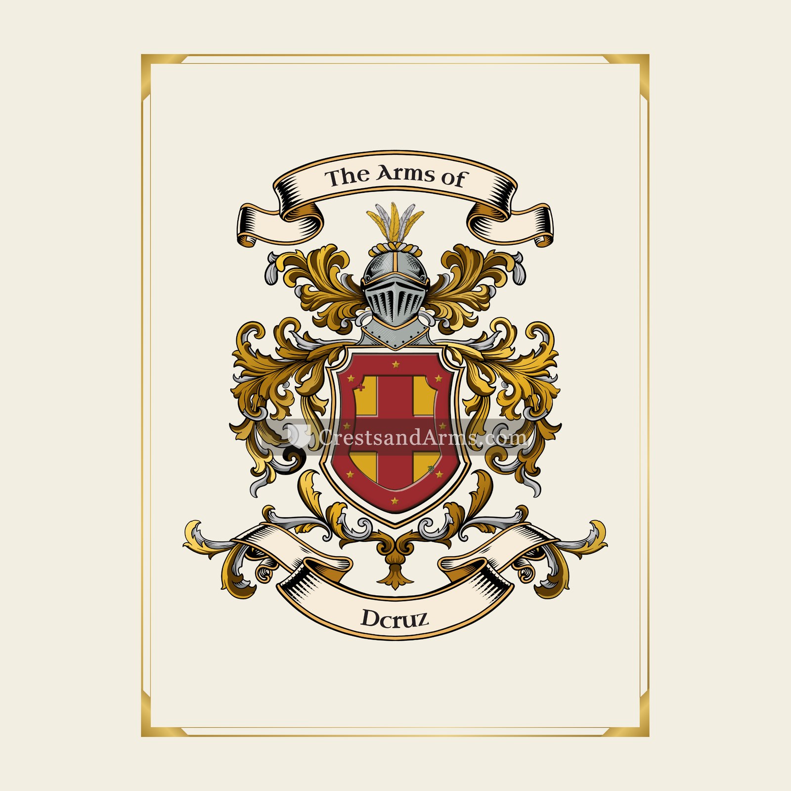With gold border