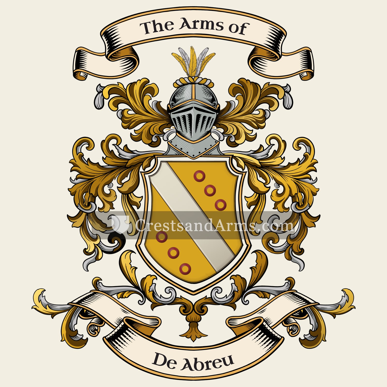 The De Abreu coat of arms, drawn from the recorded blazon