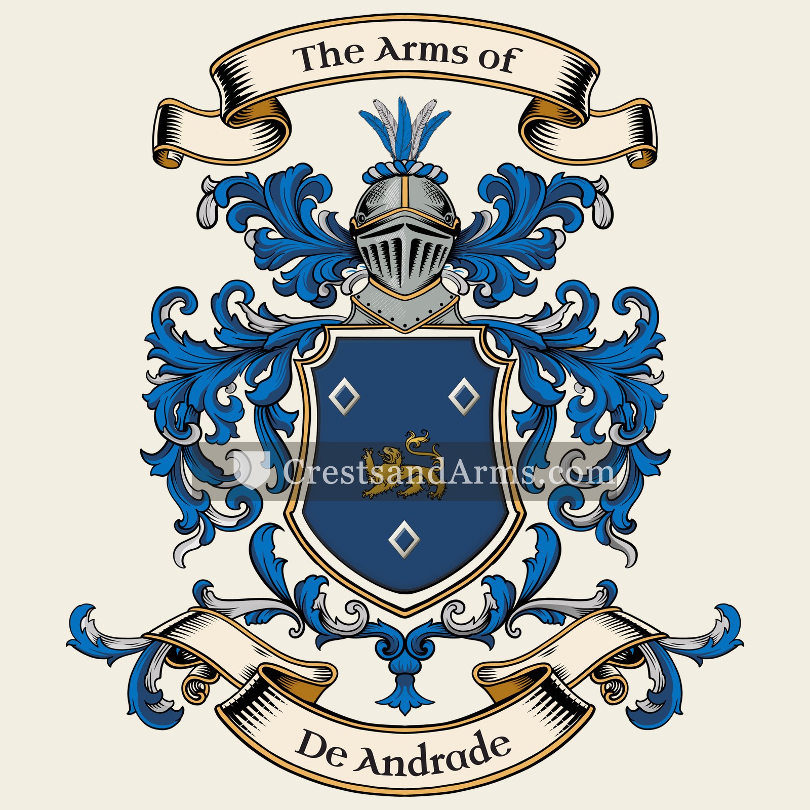 The De Andrade coat of arms, drawn from the recorded blazon