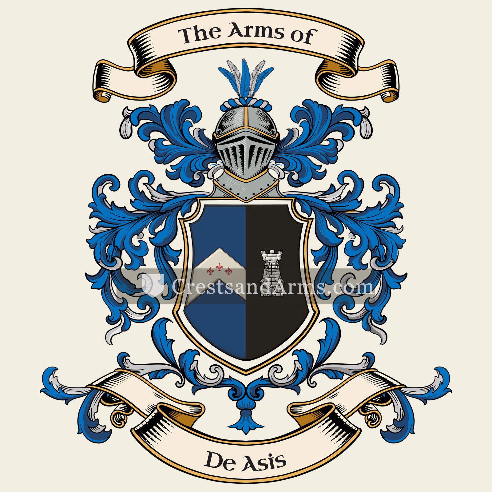 The De Asis coat of arms, drawn from the recorded blazon