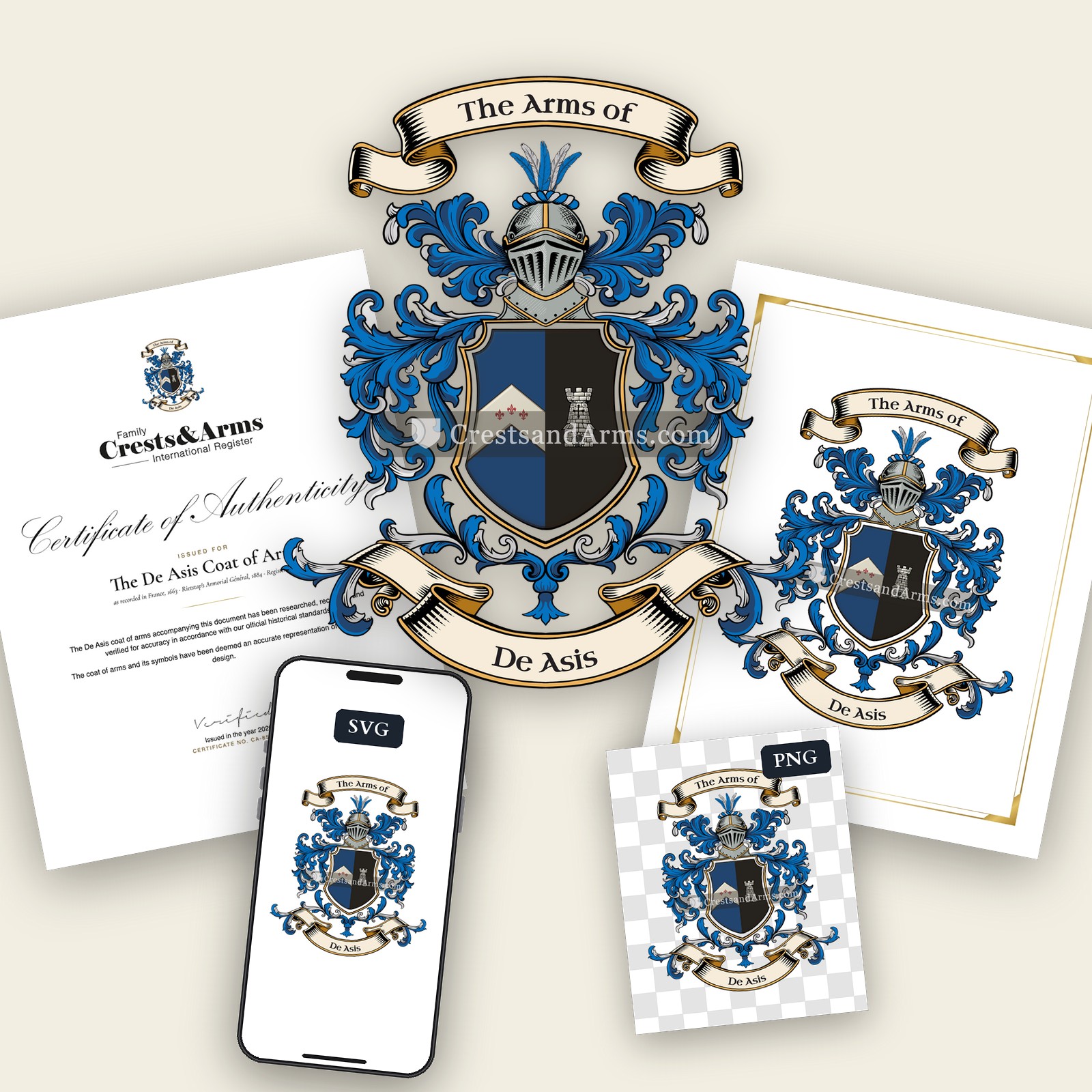 The De Asis arms on the coat of arms — digital pack