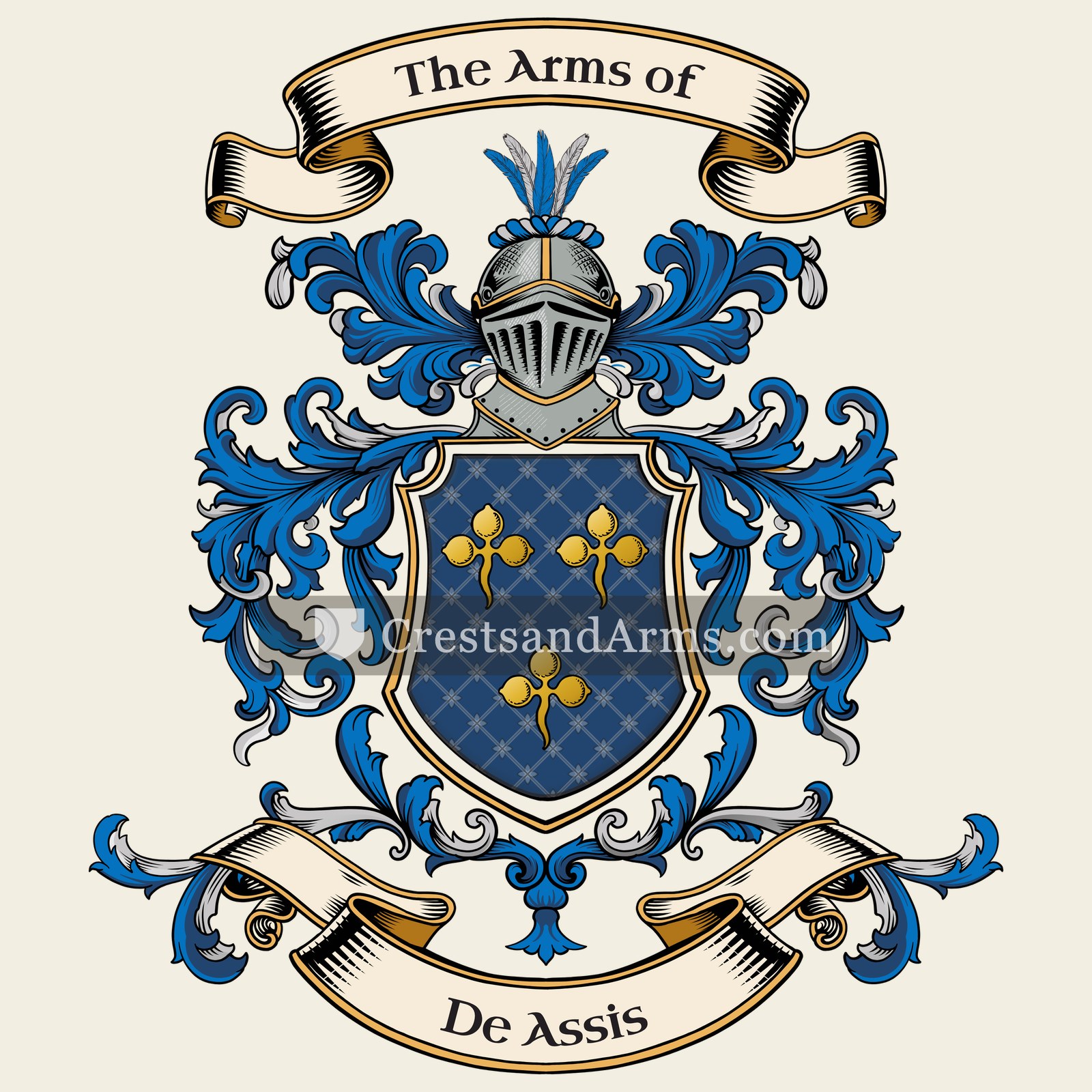 The De Assis coat of arms, drawn from the recorded blazon