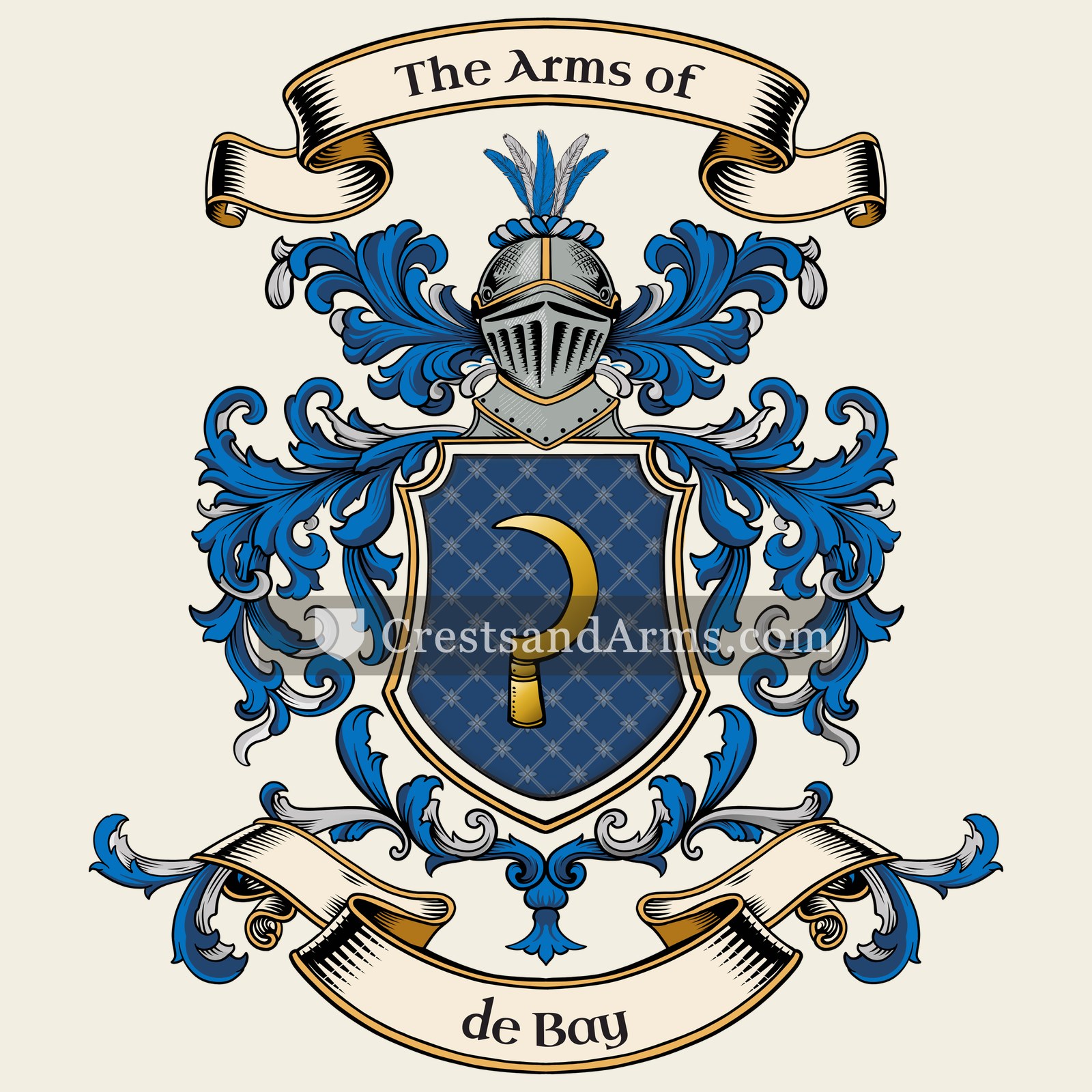 The de Bay coat of arms, drawn from the recorded blazon