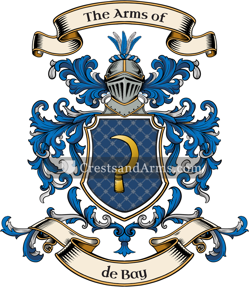 The de Bay coat of arms, drawn from the recorded blazon