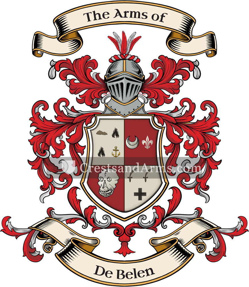 The De Belen coat of arms, drawn from the recorded blazon