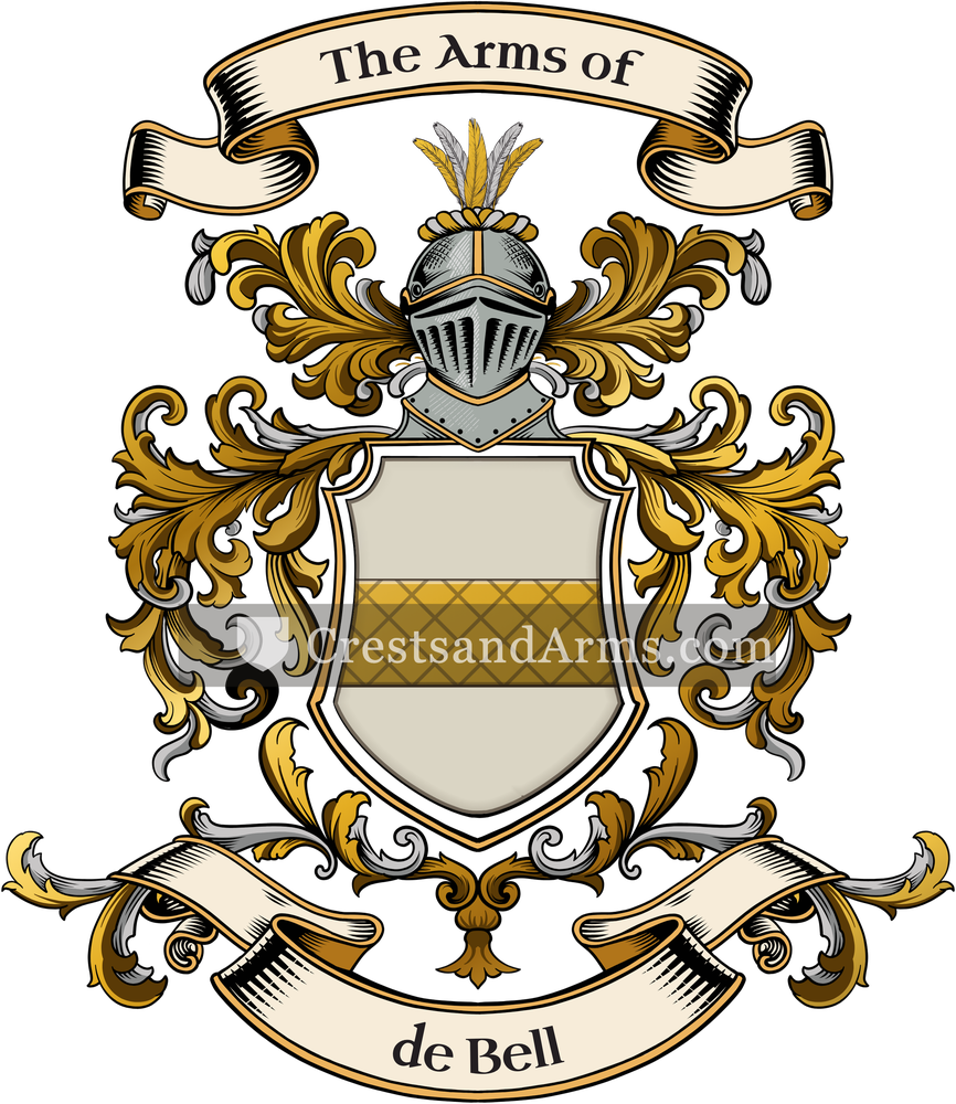 The de Bell coat of arms, drawn from the recorded blazon