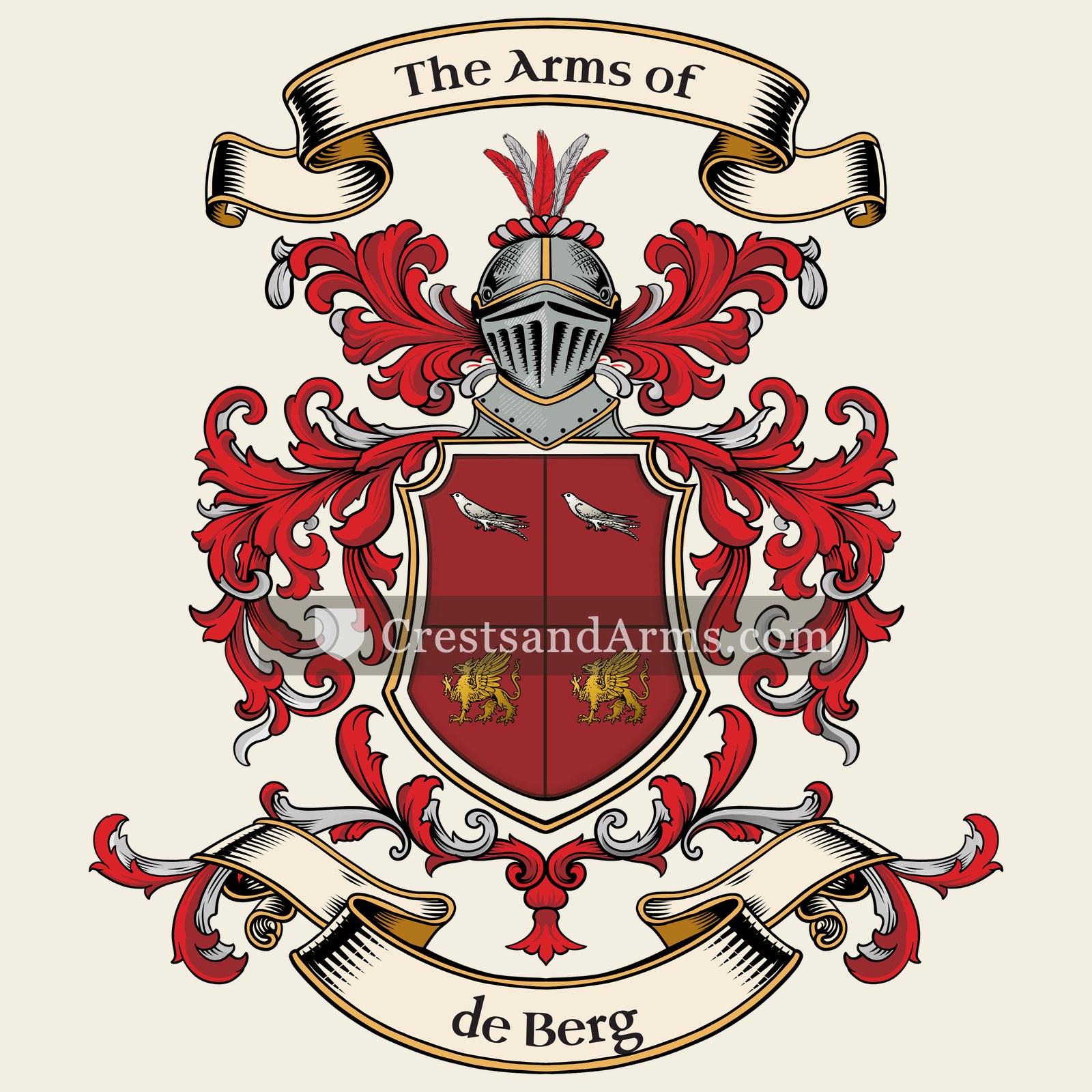 The de Berg coat of arms, drawn from the recorded blazon