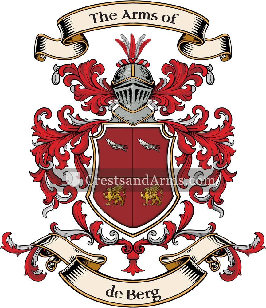 The de Berg coat of arms, drawn from the recorded blazon