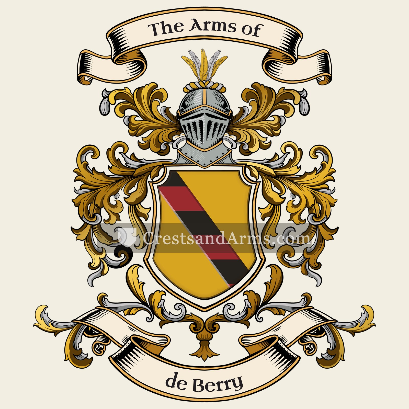 The de Berry coat of arms, drawn from the recorded blazon