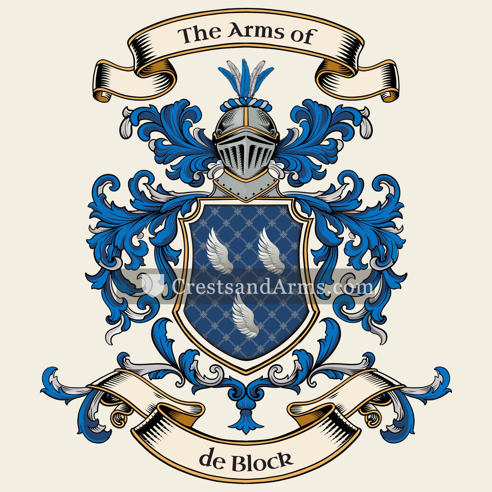 The de Block coat of arms, drawn from the recorded blazon