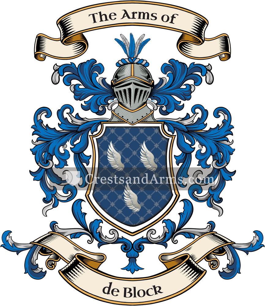 The de Block coat of arms, drawn from the recorded blazon