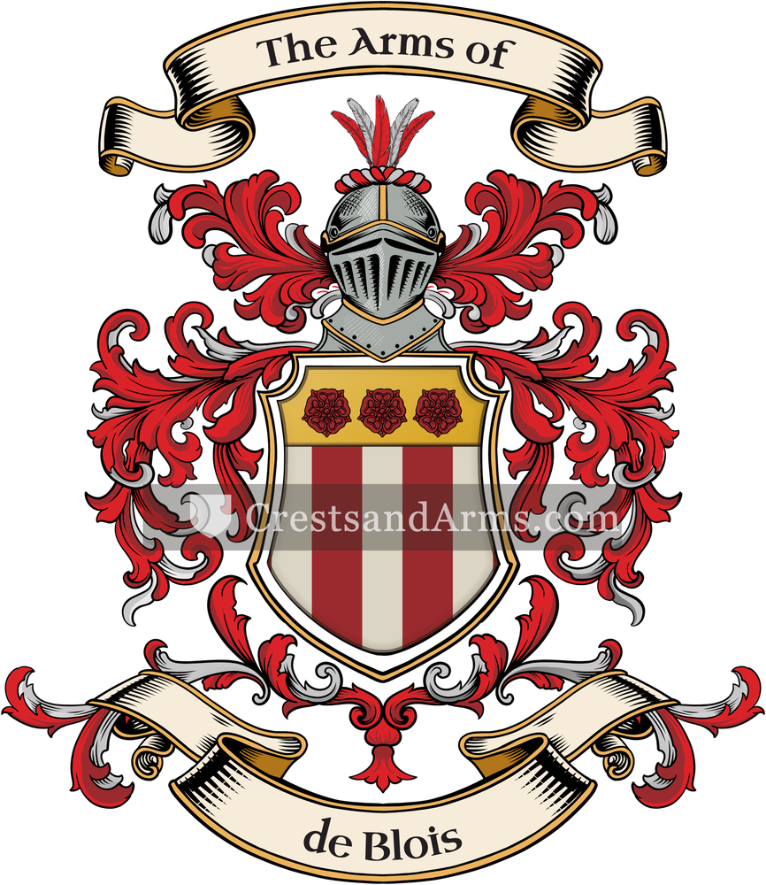 The de Blois coat of arms, drawn from the recorded blazon