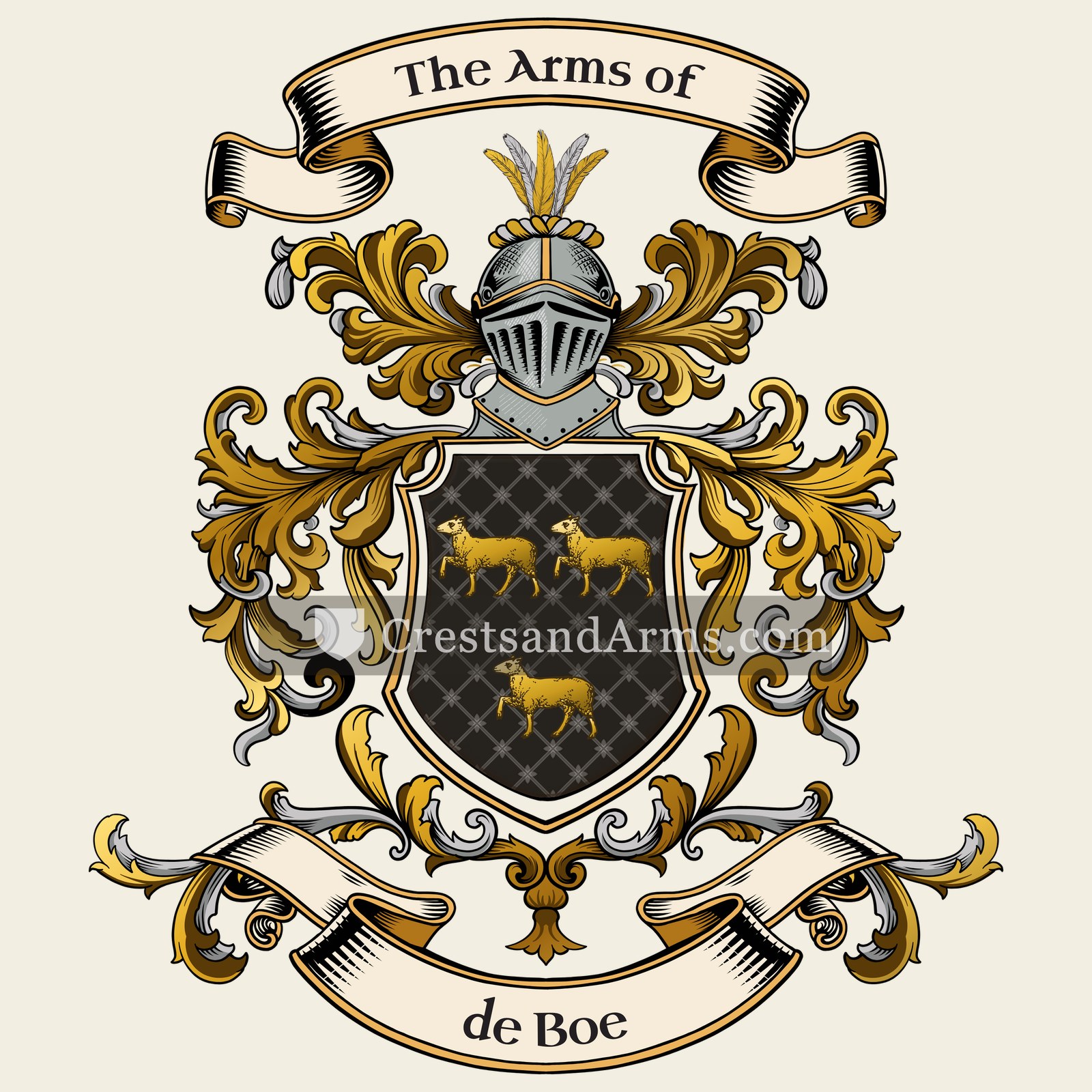 The de Boe coat of arms, drawn from the recorded blazon