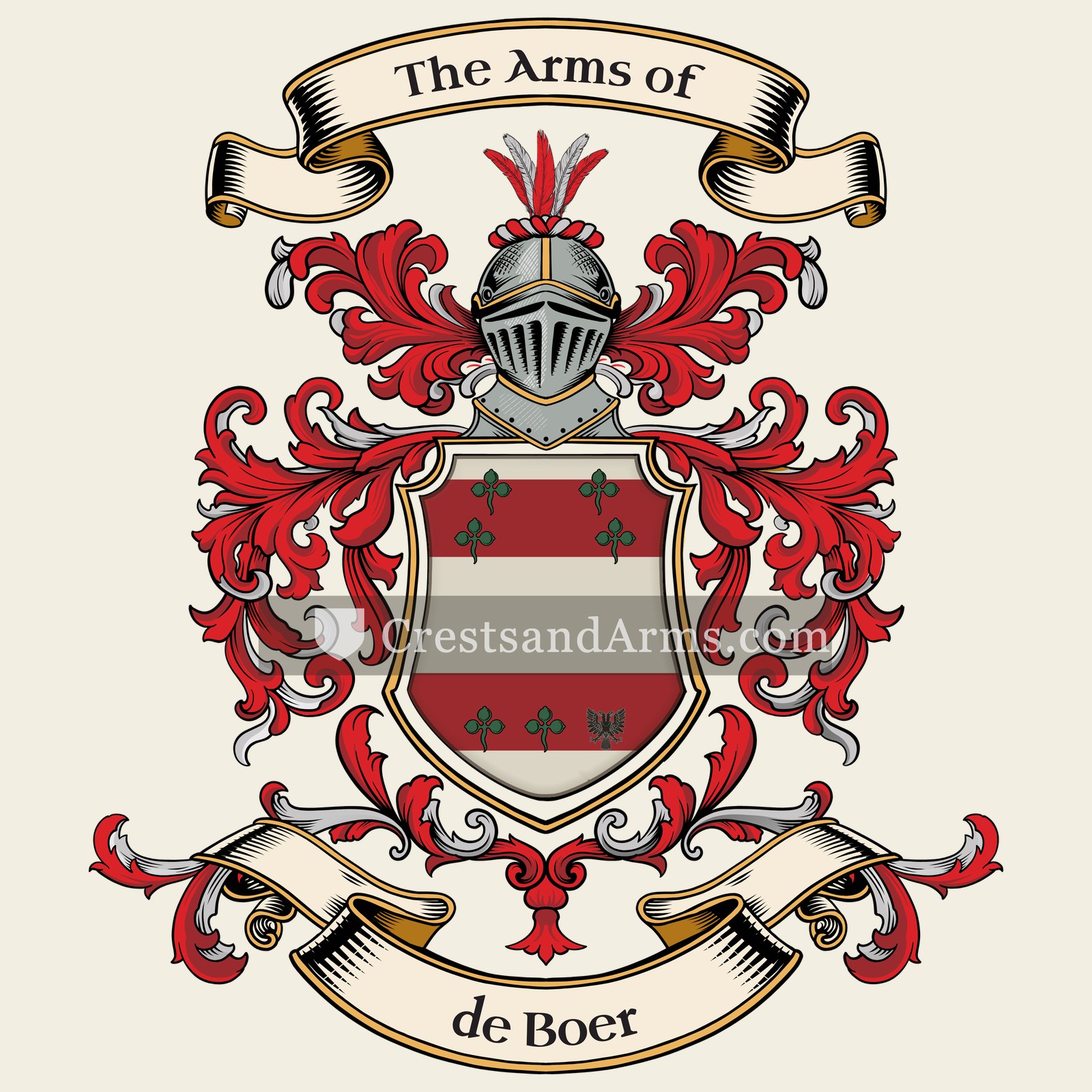 The de Boer coat of arms, drawn from the recorded blazon
