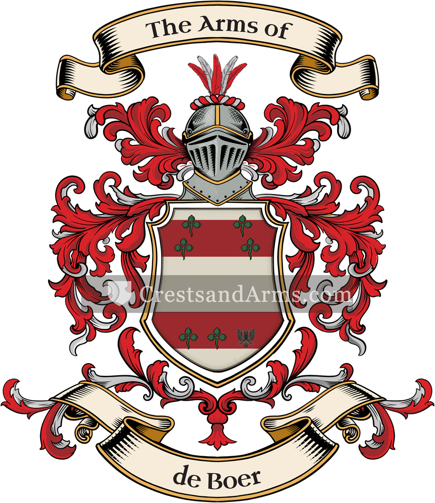 The de Boer coat of arms, drawn from the recorded blazon
