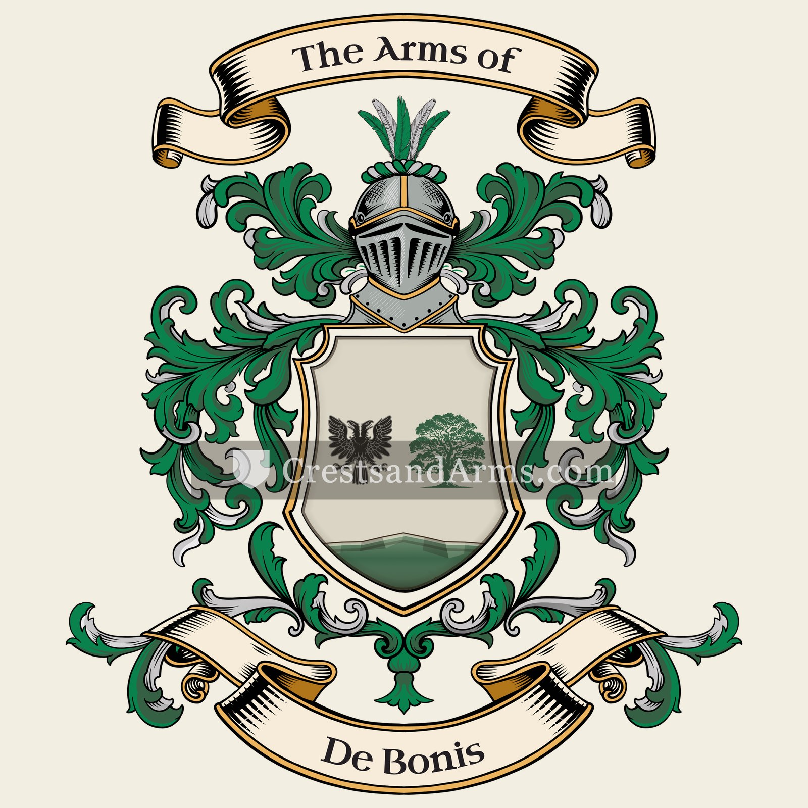 The De Bonis coat of arms, drawn from the recorded blazon