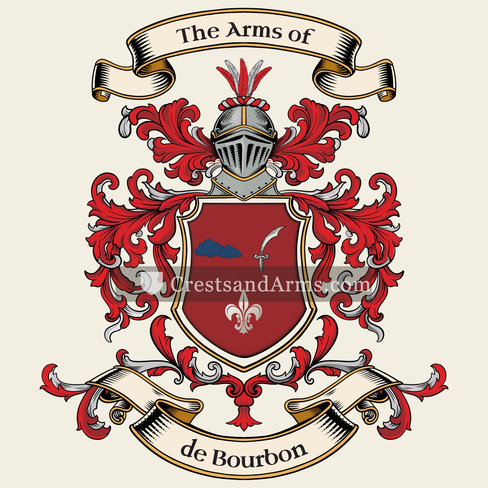 The de Bourbon coat of arms, drawn from the recorded blazon