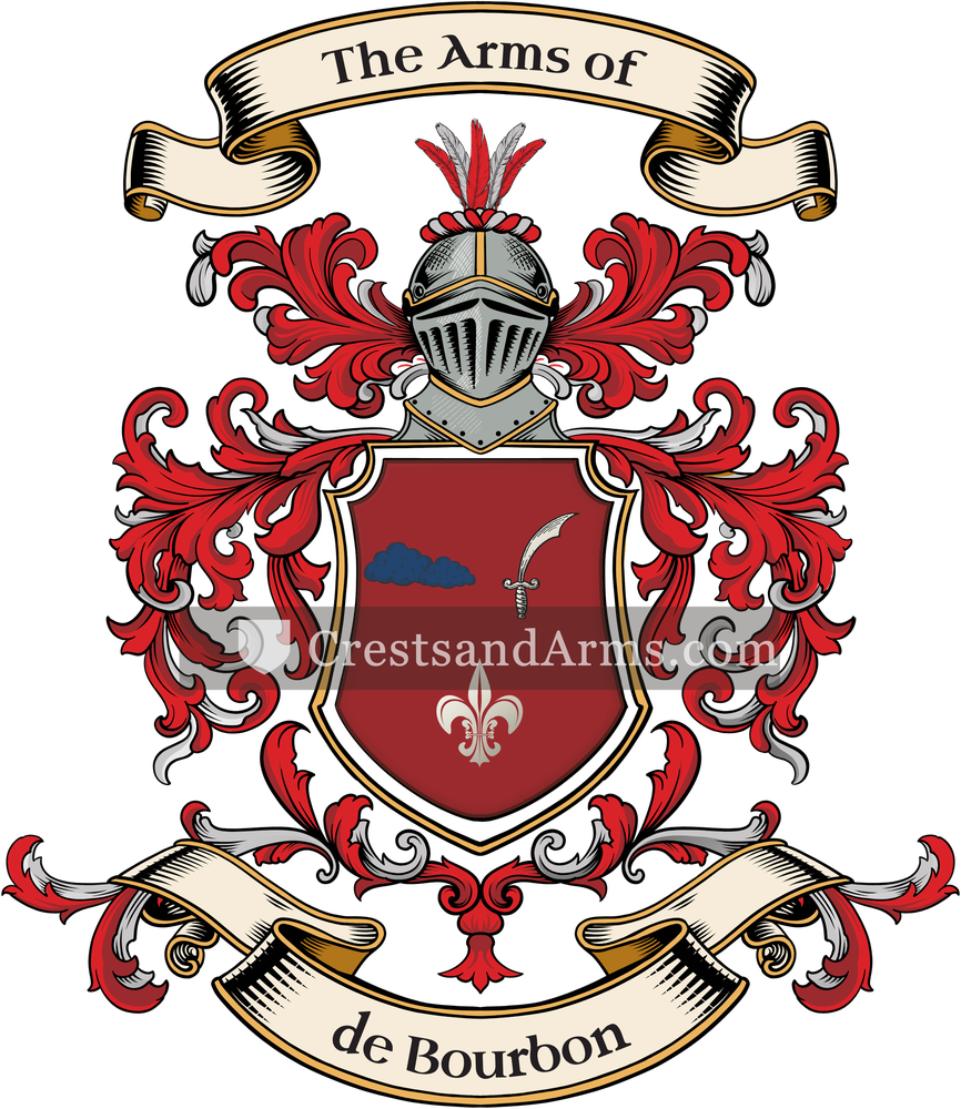 The de Bourbon coat of arms, drawn from the recorded blazon