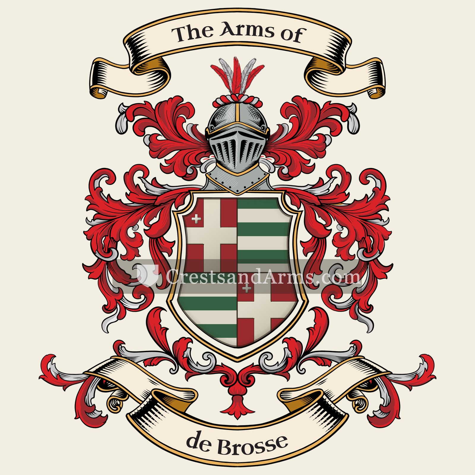 The de Brosse coat of arms, drawn from the recorded blazon
