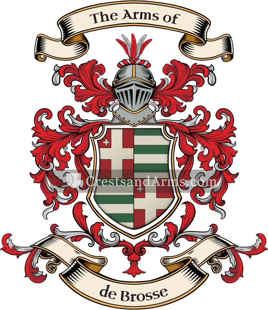 The de Brosse coat of arms, drawn from the recorded blazon