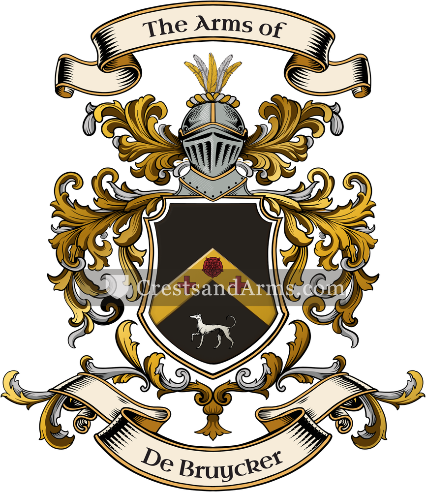 The De Bruycker coat of arms, drawn from the recorded blazon