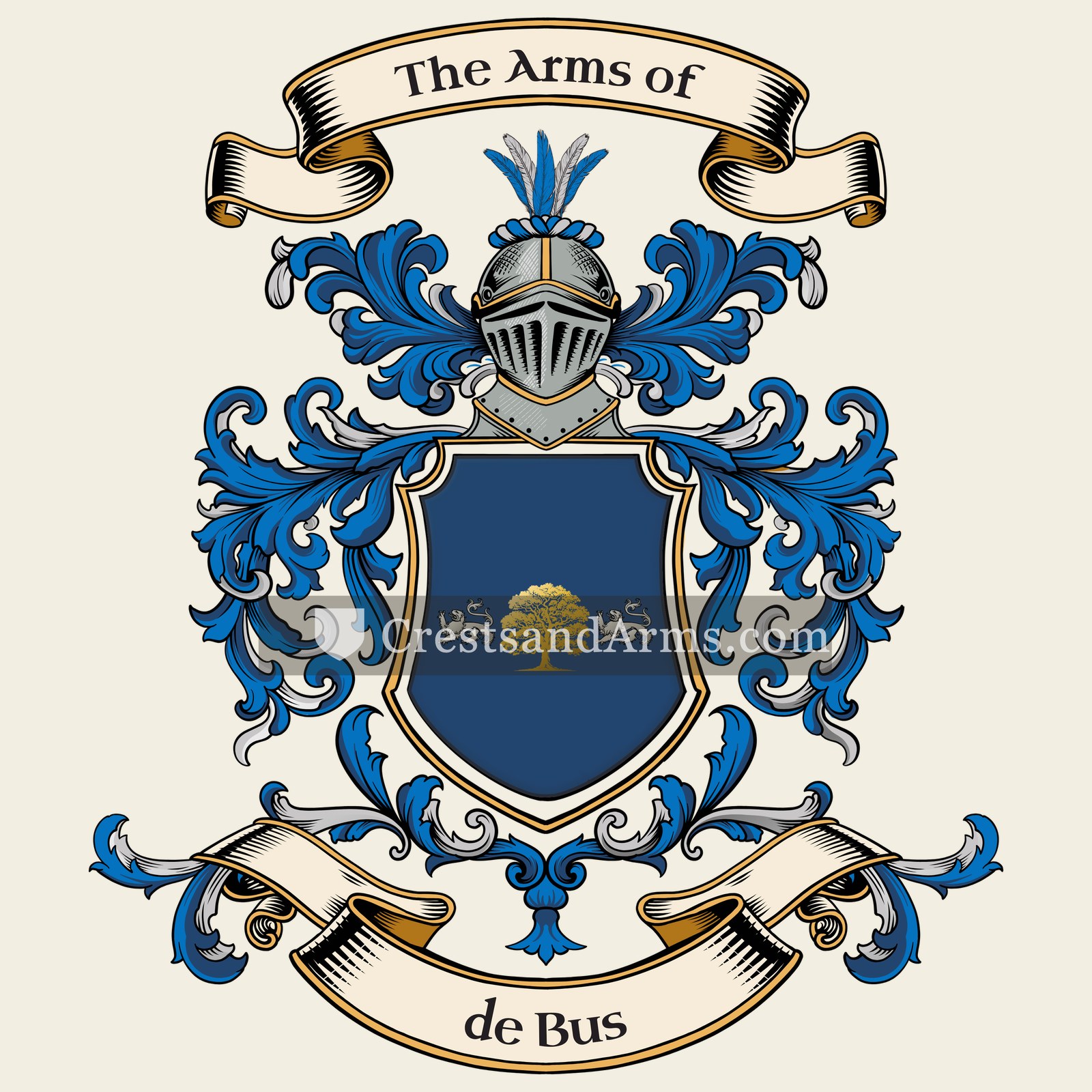 The de Bus coat of arms, drawn from the recorded blazon