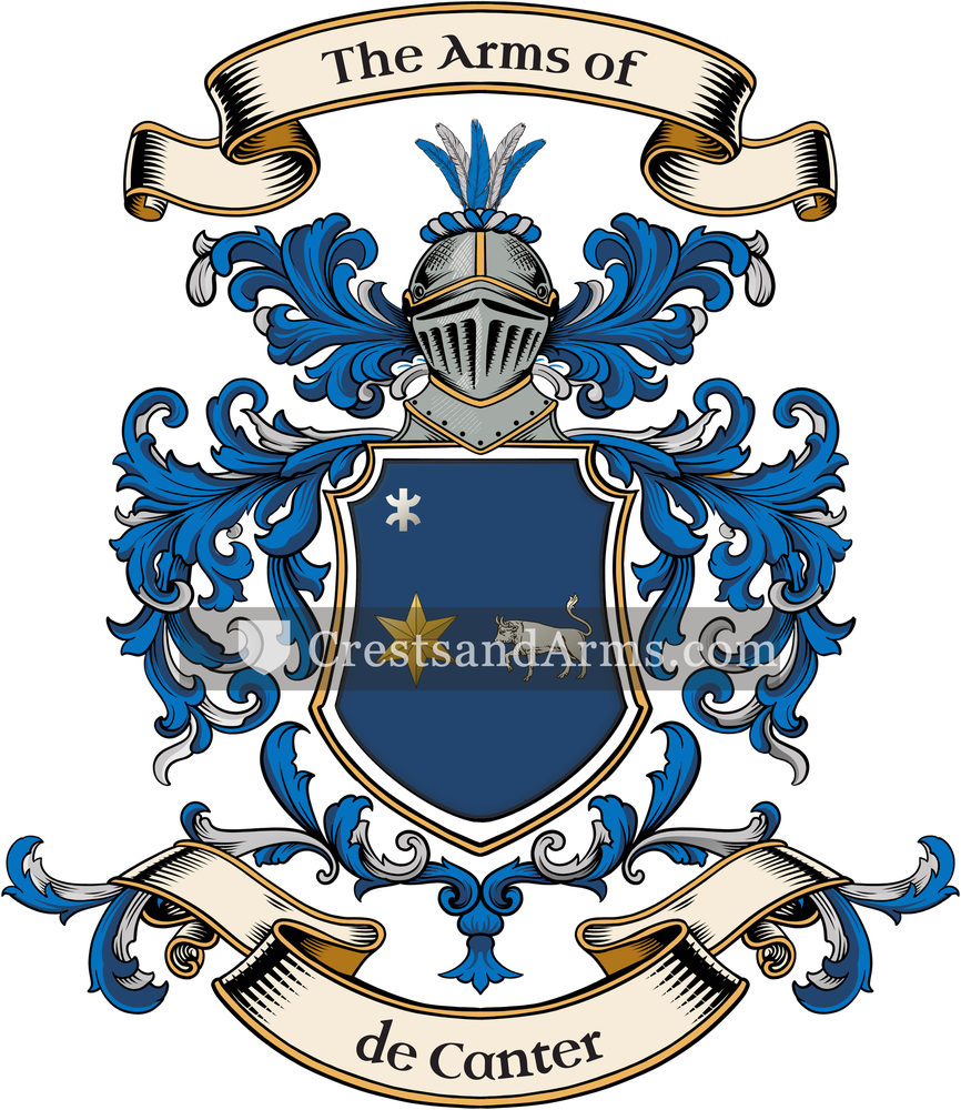 The de Canter coat of arms, drawn from the recorded blazon