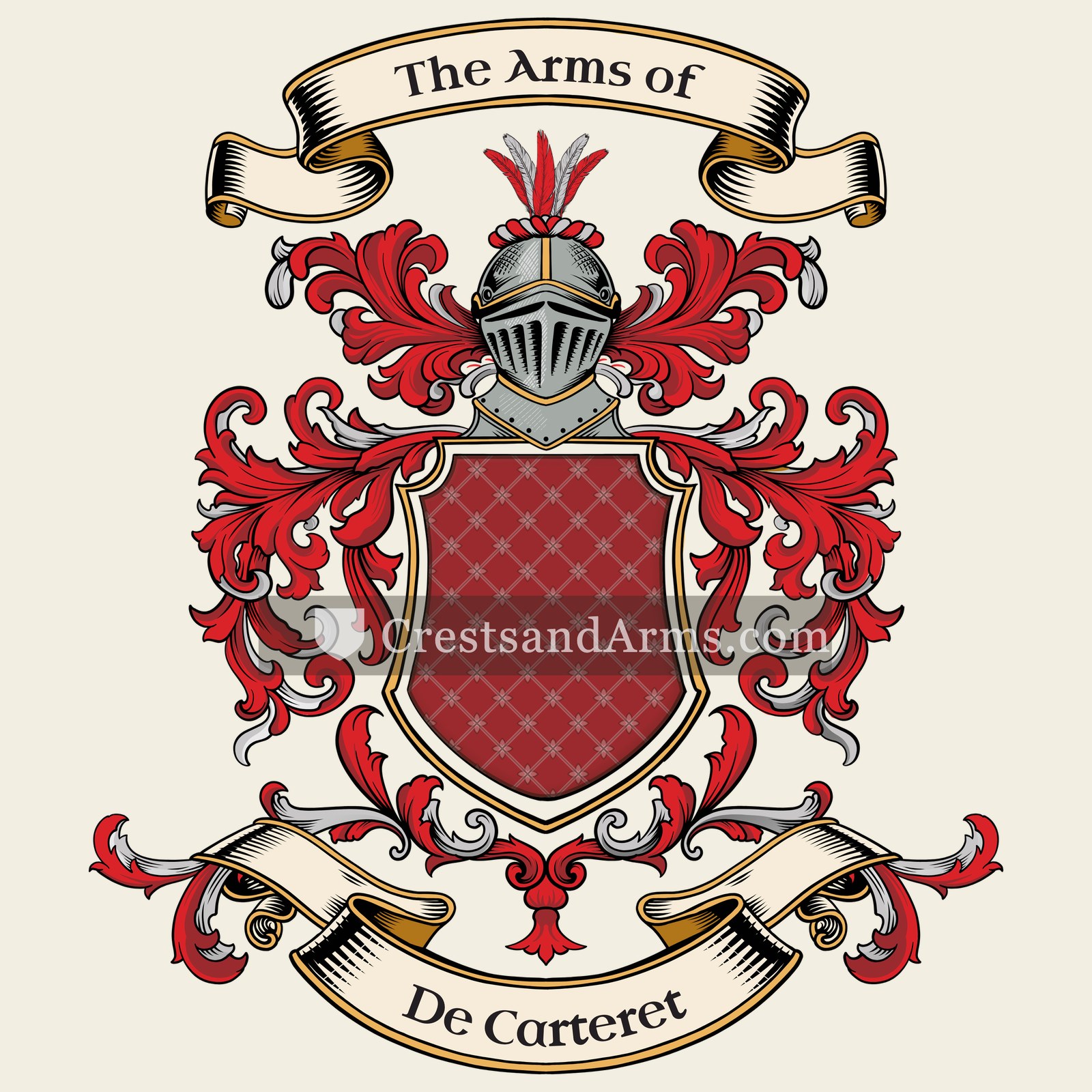 The De Carteret coat of arms, drawn from the recorded blazon