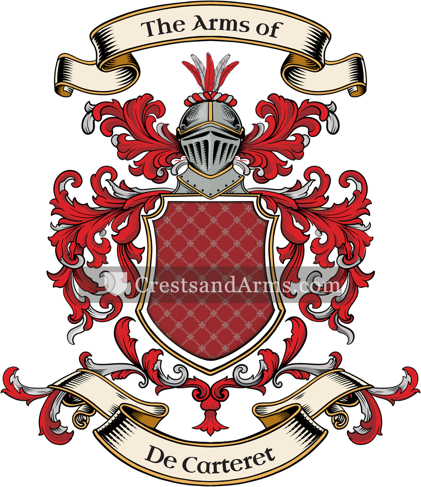The De Carteret coat of arms, drawn from the recorded blazon