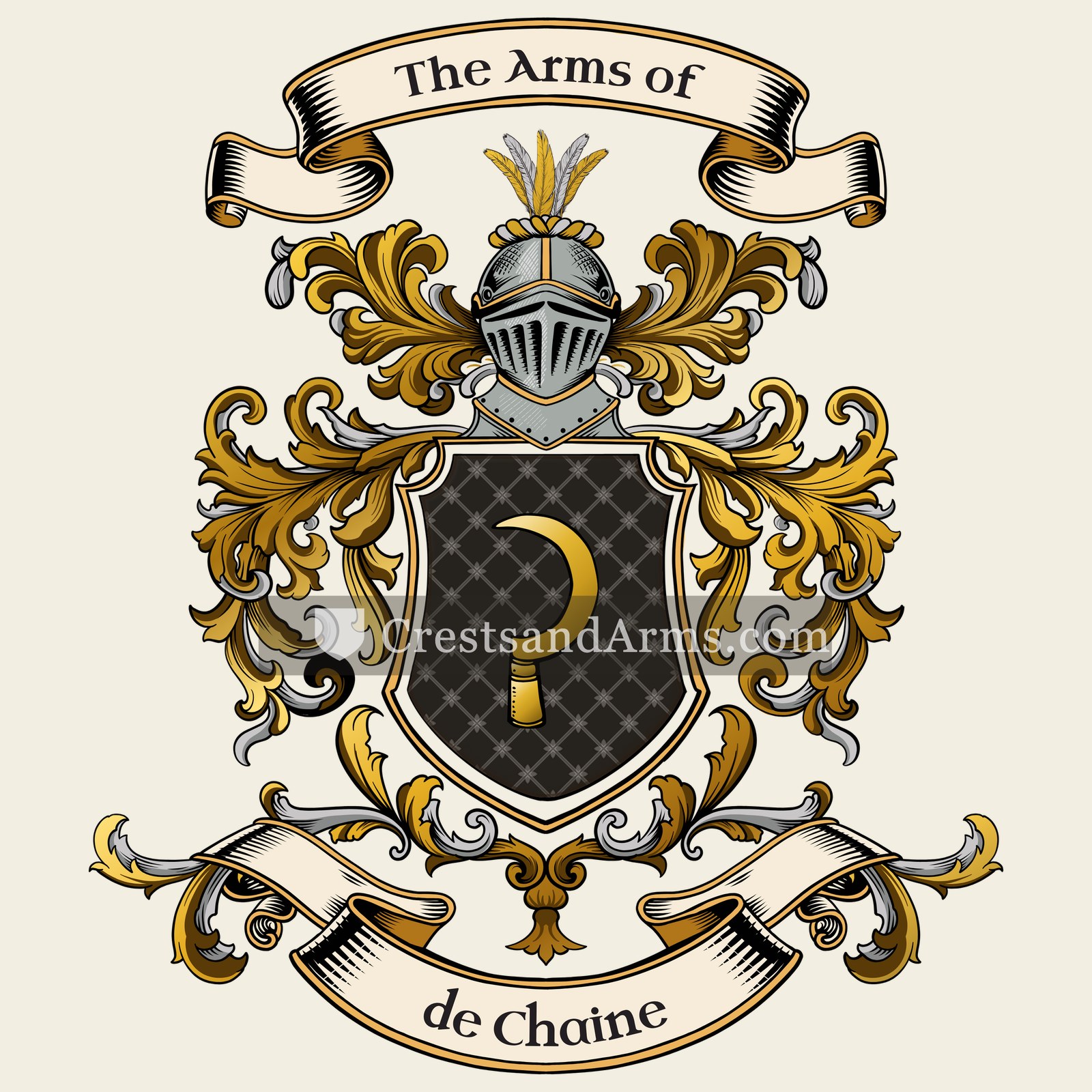 The de Chaine coat of arms, drawn from the recorded blazon