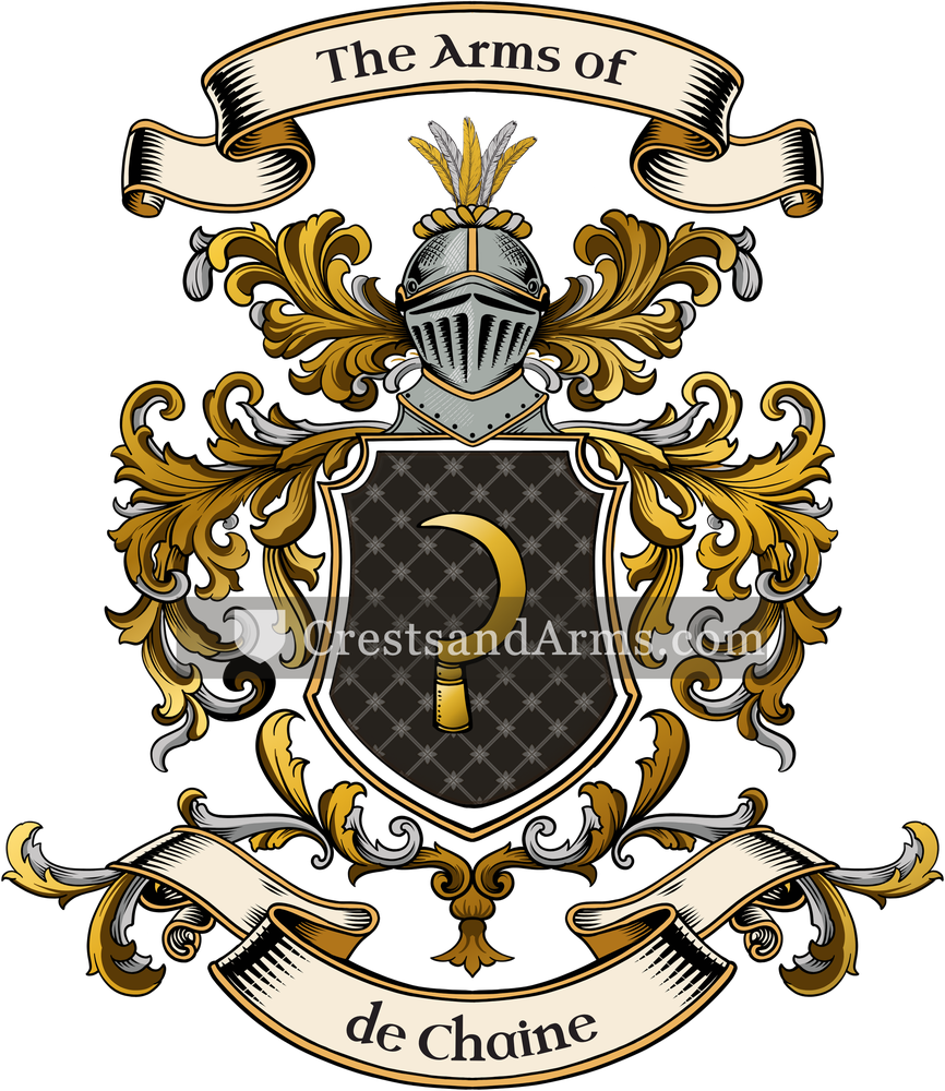 The de Chaine coat of arms, drawn from the recorded blazon